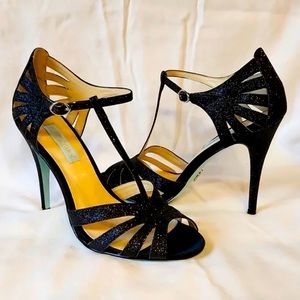 Blue by Betsey Johnson Women's SB-Tee Dress Pump Black Shimmer Heel Size 7.5